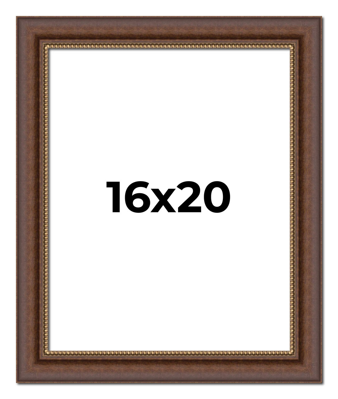 16x20 Traditional Brown Picture Frame - UV Acrylic, Foam Board Backing, Hanging Hardware